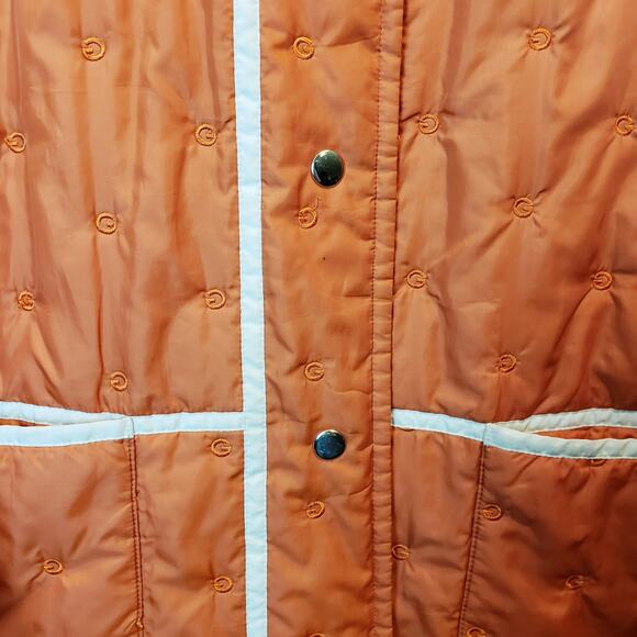 Vintage Givy Embroidered Reversible Quilted Jacket Burnt Orange and Ivory Size M - Picture 9 of 11